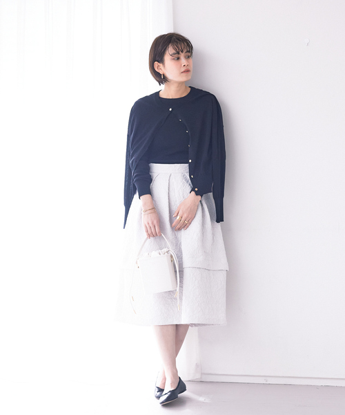 Rouge vif（ルージュヴィフ）の「ふくれジャガードスカート（スカート・レディース・ホワイト/ブラック・36/38）」の16枚目の写真