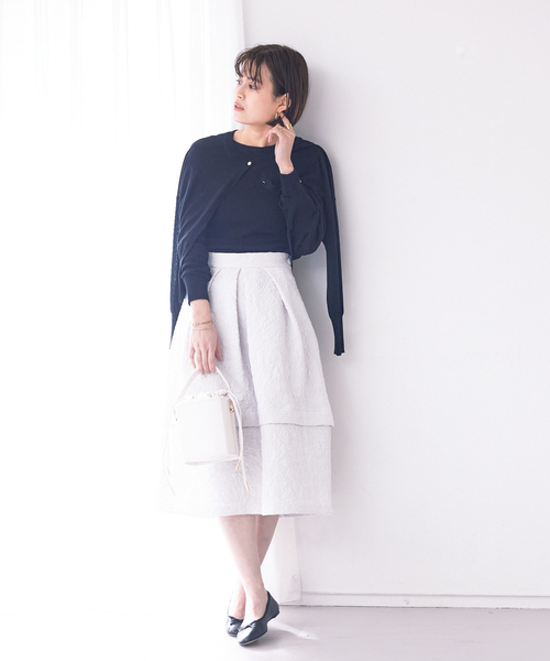 Rouge vif（ルージュヴィフ）の「ふくれジャガードスカート（スカート・レディース・ホワイト/ブラック・36/38）」の15枚目の写真