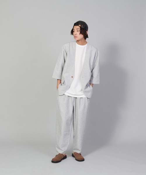 UNIIT(ユニット)の「【UNIIT/ユニット】テックリネンルーズ7分丈パンツ ワイドパンツ バギーボトム バルーンシルエット(その他パンツ・メンズ・ブルー/チャコールグレー/グレー・LARGE/MEDIUM/SMALL)」の4枚目の写真
