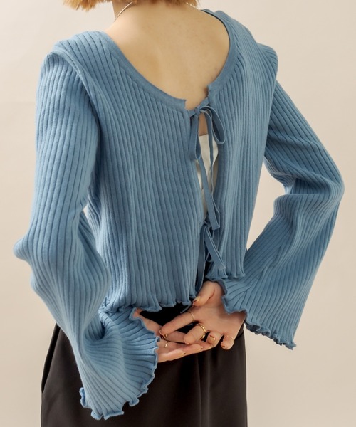 mline（エムライン）の「[mline] リボンカーディガン（カーディガン/ボレロ・レディース・アイボリー/ブルー/ベージュ/ブラック・FREE）」の4枚目の写真