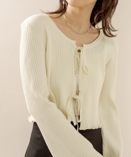 mline（エムライン）の「[mline] リボンカーディガン（カーディガン/ボレロ・レディース・アイボリー/ブルー/ベージュ/ブラック・FREE）」の12枚目の写真