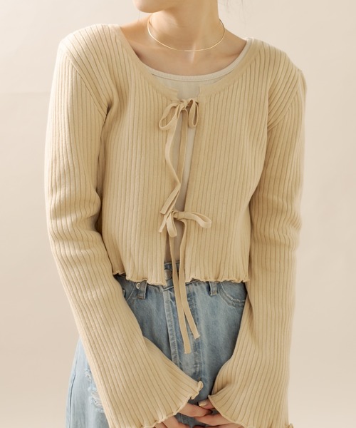 mline（エムライン）の「[mline] リボンカーディガン（カーディガン/ボレロ・レディース・アイボリー/ブルー/ベージュ/ブラック・FREE）」の8枚目の写真
