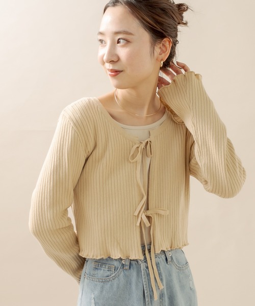 mline（エムライン）の「[mline] リボンカーディガン（カーディガン/ボレロ・レディース・アイボリー/ブルー/ベージュ/ブラック・FREE）」の9枚目の写真