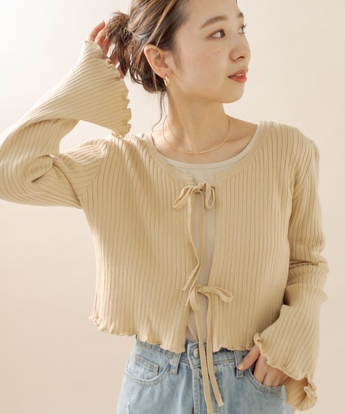 mline（エムライン）の「[mline] リボンカーディガン（カーディガン/ボレロ・レディース・アイボリー/ブルー/ベージュ/ブラック・FREE）」の10枚目の写真