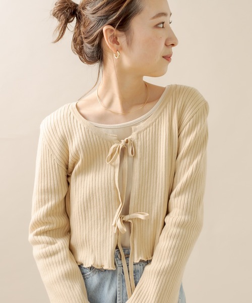 mline（エムライン）の「[mline] リボンカーディガン（カーディガン/ボレロ・レディース・アイボリー/ブルー/ベージュ/ブラック・FREE）」の11枚目の写真