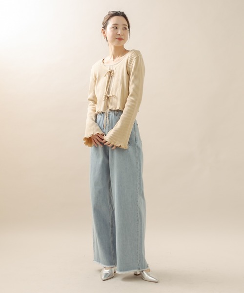 mline（エムライン）の「[mline] リボンカーディガン（カーディガン/ボレロ・レディース・アイボリー/ブルー/ベージュ/ブラック・FREE）」の6枚目の写真