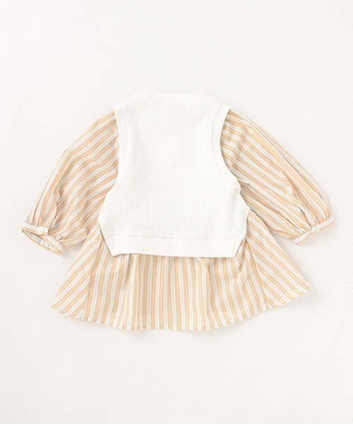 petit main（プティマイン）の「【リンク】ベストドッキングブラウス（シャツ/ブラウス・キッズ・ネイビー/オフホワイト・130cm/90cm/120cm/80ｃｍ/100cm/110cm）」の12枚目の写真