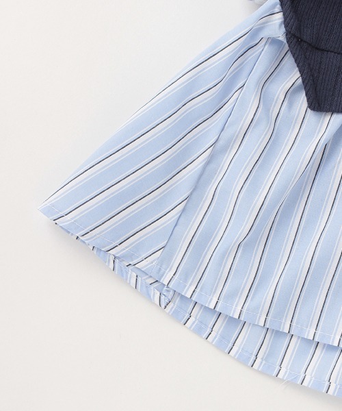 petit main（プティマイン）の「【リンク】ベストドッキングブラウス（シャツ/ブラウス・キッズ・ネイビー/オフホワイト・130cm/90cm/120cm/80ｃｍ/100cm/110cm）」の8枚目の写真