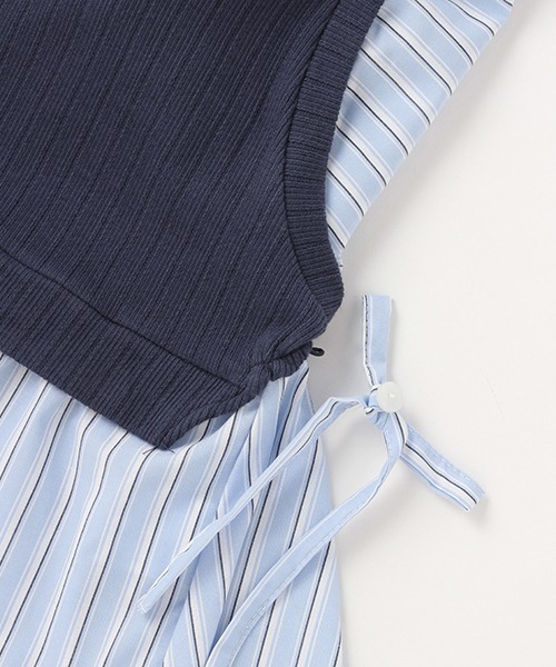 petit main（プティマイン）の「【リンク】ベストドッキングブラウス（シャツ/ブラウス・キッズ・ネイビー/オフホワイト・130cm/90cm/120cm/80ｃｍ/100cm/110cm）」の7枚目の写真