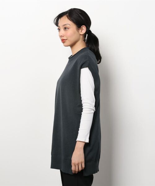 【セール】ventblanc:コットンリネン天竺カールネックベスト（ベスト）｜vent blanc（ヴァンブラン）