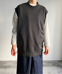 ventblanc:コットンリネン天竺カールネックベスト