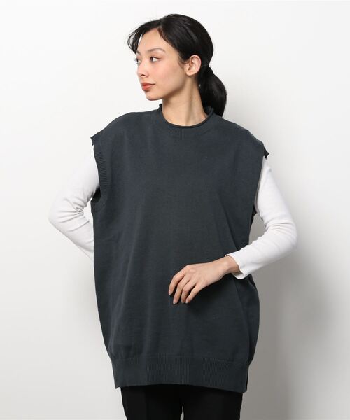 【セール】ventblanc:コットンリネン天竺カールネックベスト（ベスト）｜vent blanc（ヴァンブラン）