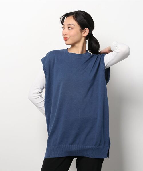 【セール】ventblanc:コットンリネン天竺カールネックベスト（ベスト）｜vent blanc（ヴァンブラン）