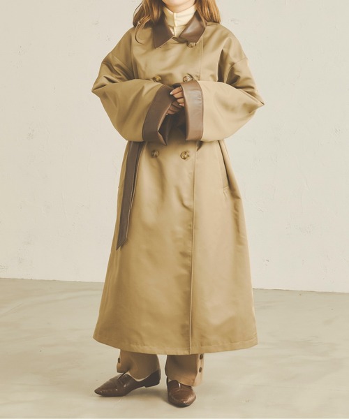 Ambre Neige（アンブルネージュ）の「配色トレンチコート／【WEB/EC限定商品】（トレンチコート・レディース・ベージュ/アイボリー・FREE）」の3枚目の写真