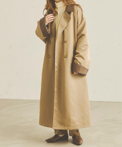 Ambre Neige（アンブルネージュ）の「配色トレンチコート／【WEB/EC限定商品】（トレンチコート・レディース・ベージュ/アイボリー・FREE）」の4枚目の写真
