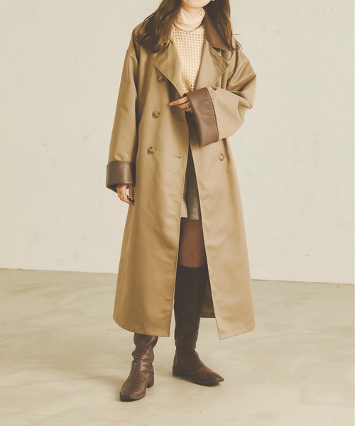 Ambre Neige（アンブルネージュ）の「配色トレンチコート／【WEB/EC限定商品】（トレンチコート・レディース・ベージュ/アイボリー・FREE）」の5枚目の写真