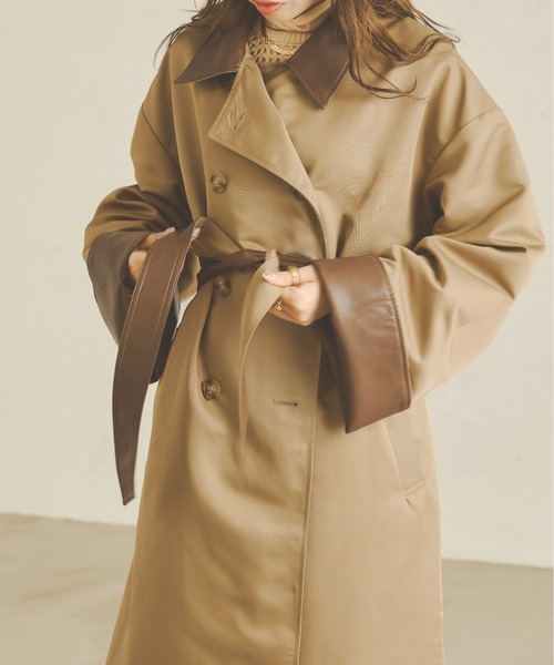 Ambre Neige（アンブルネージュ）の「配色トレンチコート／【WEB/EC限定商品】（トレンチコート・レディース・ベージュ/アイボリー・FREE）」の7枚目の写真