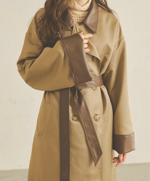 Ambre Neige（アンブルネージュ）の「配色トレンチコート／【WEB/EC限定商品】（トレンチコート・レディース・ベージュ/アイボリー・FREE）」の8枚目の写真