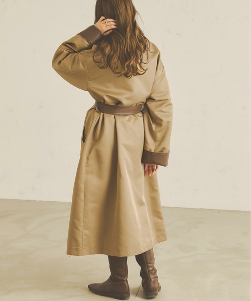 Ambre Neige（アンブルネージュ）の「配色トレンチコート／【WEB/EC限定商品】（トレンチコート・レディース・ベージュ/アイボリー・FREE）」の9枚目の写真