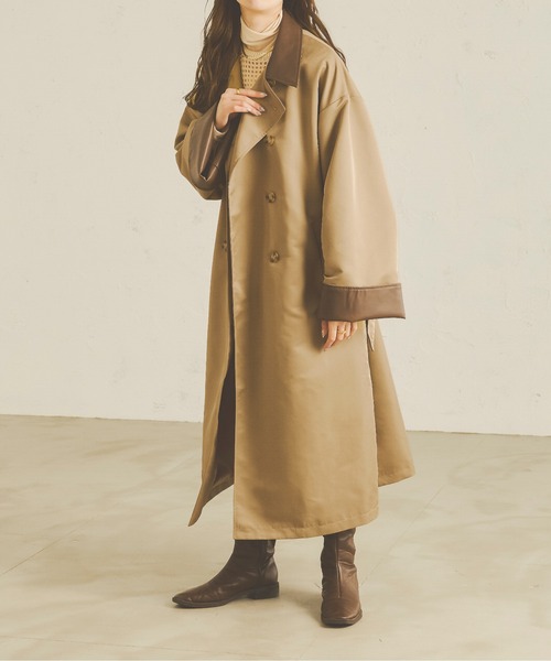 Ambre Neige（アンブルネージュ）の「配色トレンチコート／【WEB/EC限定商品】（トレンチコート・レディース・ベージュ/アイボリー・FREE）」の6枚目の写真