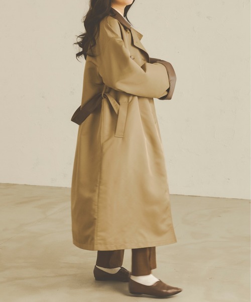Ambre Neige（アンブルネージュ）の「配色トレンチコート／【WEB/EC限定商品】（トレンチコート・レディース・ベージュ/アイボリー・FREE）」の10枚目の写真