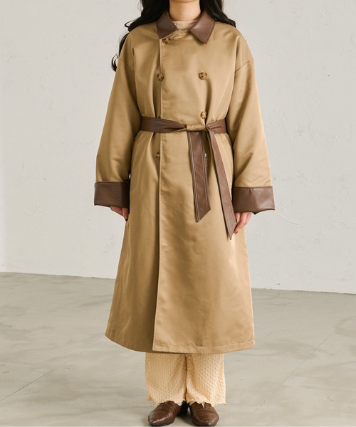 Ambre Neige（アンブルネージュ）の「配色トレンチコート／【WEB/EC限定商品】（トレンチコート・レディース・ベージュ/アイボリー・FREE）」の11枚目の写真