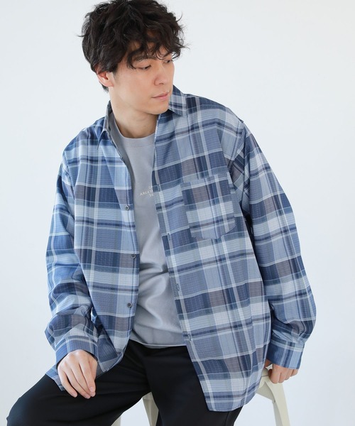 LAKOLE(ラコレ)の「プリントチェックシャツ / 265990(シャツ/ブラウス・メンズ・アイボリー/ブルー/ブラック・LARGE/MEDIUM)」の2枚目の写真