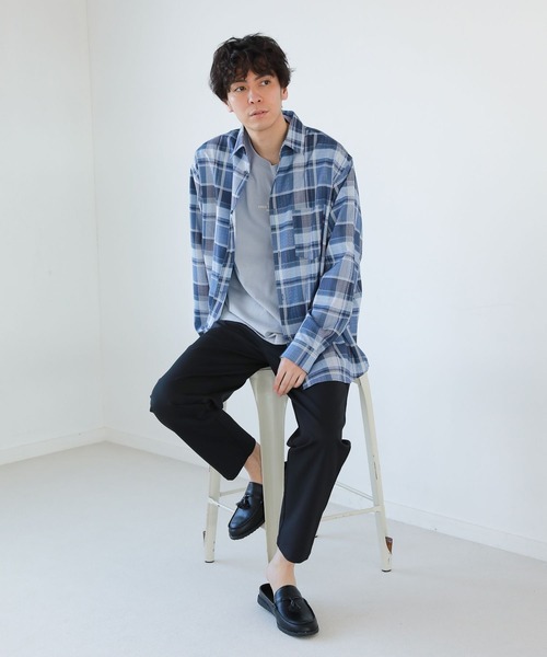 LAKOLE(ラコレ)の「プリントチェックシャツ / 265990(シャツ/ブラウス・メンズ・アイボリー/ブルー/ブラック・LARGE/MEDIUM)」の4枚目の写真