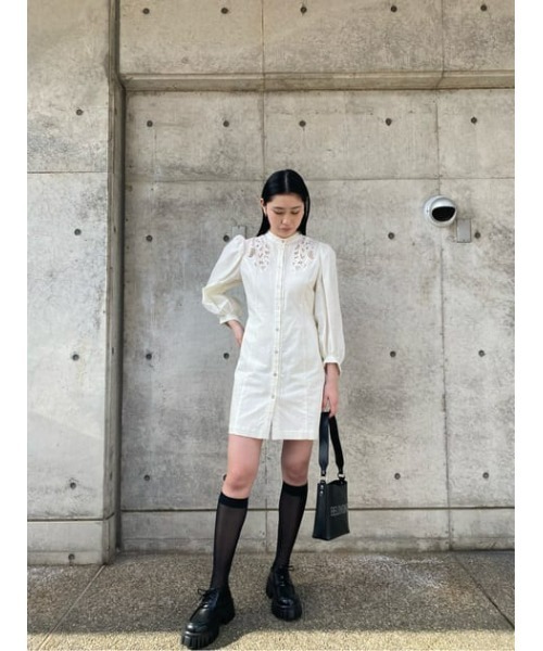 CUTWORKLACEMINIドレス