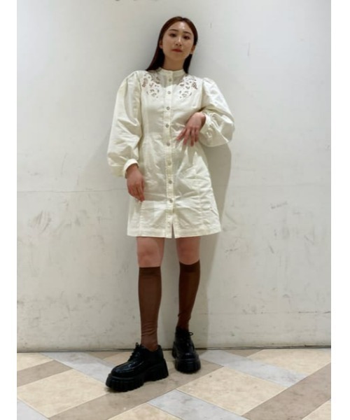 CUTWORKLACEMINIドレス