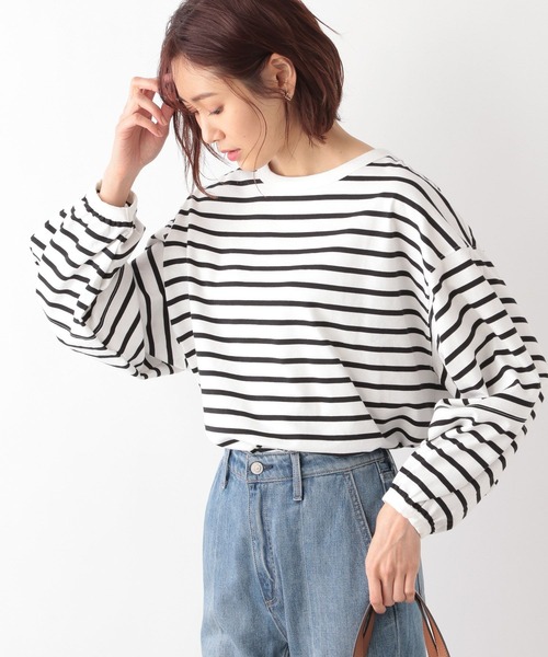 GLOBAL WORK(グローバルワーク)の「袖ボリュームショートプルオーバー/267012(Tシャツ/カットソー・レディース・ホワイト/ライトグリーン/その他/ダークグレー・FREE)」の4枚目の写真