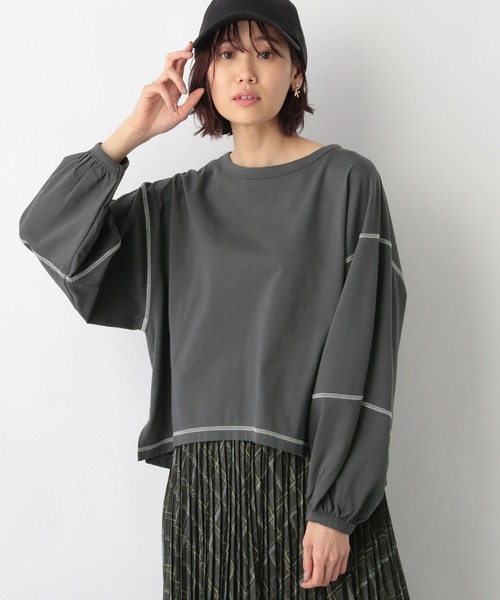 GLOBAL WORK(グローバルワーク)の「袖ボリュームショートプルオーバー/267012(Tシャツ/カットソー・レディース・ホワイト/ライトグリーン/その他/ダークグレー・FREE)」の9枚目の写真