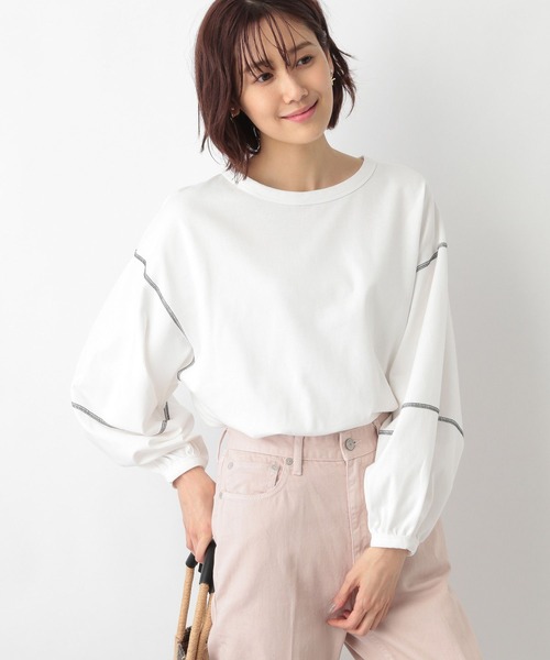 tシャツ Tシャツ ショートボリュームプルオーバー / Short Volume Pullover レディース OUTLET SALEトップス《異素材コンビボリューム袖プルオーバー 全5色 2サイズ》 レディース リブトップス Tシャツ 異素材 ストレッチ  ボリュームスリーブ ⁄⁄10⁄⁄ | maviru by KiraKiraShop