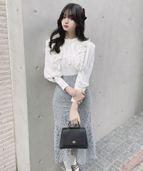 TITTY&CO.（ティティーアンドコー）の「【TITTY&CO.】パフスリーブリボンブラウス（シャツ/ブラウス・レディース・ホワイト/ピンク/ブラック・FREE）」の5枚目の写真