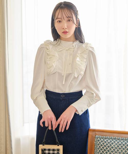 TITTY&CO.（ティティーアンドコー）の「【TITTY&CO.】パフスリーブリボンブラウス（シャツ/ブラウス・レディース・ホワイト/ピンク/ブラック・FREE）」の9枚目の写真