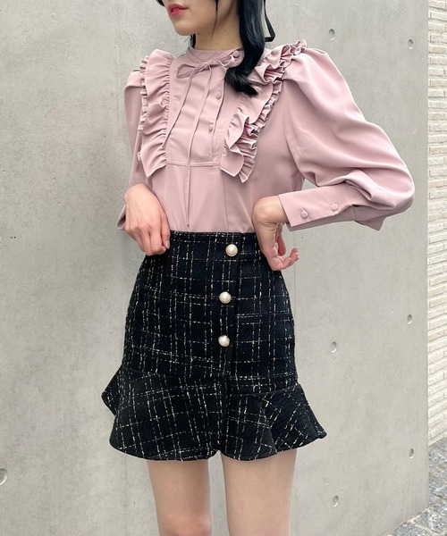 TITTY&CO.（ティティーアンドコー）の「【TITTY&CO.】パフスリーブリボンブラウス（シャツ/ブラウス・レディース・ホワイト/ピンク/ブラック・FREE）」の12枚目の写真