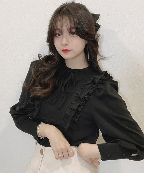 TITTY&CO.（ティティーアンドコー）の「【TITTY&CO.】パフスリーブリボンブラウス（シャツ/ブラウス・レディース・ホワイト/ピンク/ブラック・FREE）」の18枚目の写真