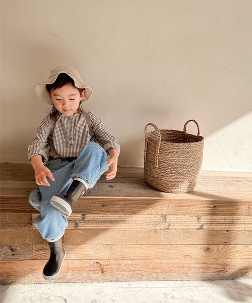 aimoha（アイモハ）の「aimoha-KIDS- ウォッシュデニム裾リブ絞りパンツ（スラックス・キッズ・ブラック/ブルー・100/80/110/90/120/130）」の11枚目の写真