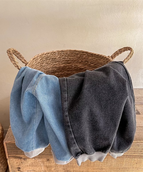 aimoha（アイモハ）の「aimoha-KIDS- ウォッシュデニム裾リブ絞りパンツ（スラックス・キッズ・ブラック/ブルー・100/80/110/90/120/130）」の6枚目の写真