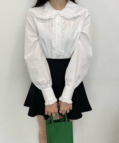 TITTY&CO.（ティティーアンドコー）の「【TITTY&CO.】ビックカラーフリルブラウス（シャツ/ブラウス・レディース・ブルー/ホワイト・FREE）」の12枚目の写真