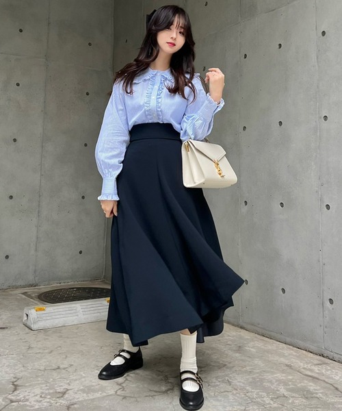 TITTY&CO.（ティティーアンドコー）の「【TITTY&CO.】ビックカラーフリルブラウス（シャツ/ブラウス・レディース・ブルー/ホワイト・FREE）」の5枚目の写真