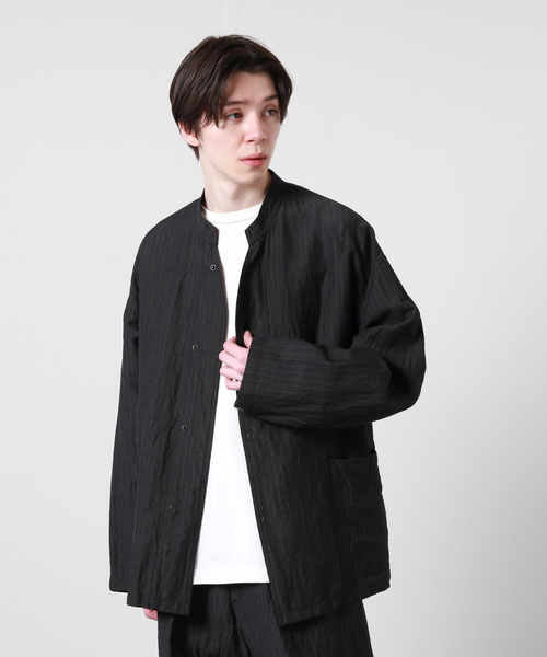 JOURNAL STANDARD J.S HOMESTEAD(ジャーナルスタンダードホームステッド)の「【j.s.homestead】WOOL LINEN WEATHER パジャマジャケット(ブルゾン・メンズ・チャコールグレー/ライトグレー/ネイビー・MEDIUM/LARGE)」の2枚目の写真