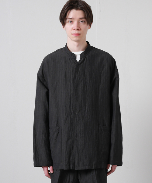JOURNAL STANDARD J.S HOMESTEAD(ジャーナルスタンダードホームステッド)の「【j.s.homestead】WOOL LINEN WEATHER パジャマジャケット(ブルゾン・メンズ・チャコールグレー/ライトグレー/ネイビー・MEDIUM/LARGE)」の5枚目の写真