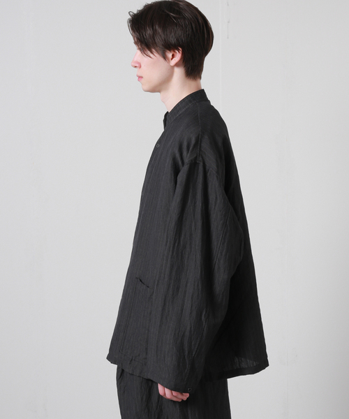 JOURNAL STANDARD J.S HOMESTEAD(ジャーナルスタンダードホームステッド)の「【j.s.homestead】WOOL LINEN WEATHER パジャマジャケット(ブルゾン・メンズ・チャコールグレー/ライトグレー/ネイビー・MEDIUM/LARGE)」の6枚目の写真