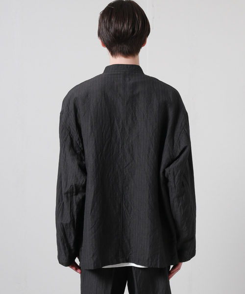 JOURNAL STANDARD J.S HOMESTEAD(ジャーナルスタンダードホームステッド)の「【j.s.homestead】WOOL LINEN WEATHER パジャマジャケット(ブルゾン・メンズ・チャコールグレー/ライトグレー/ネイビー・MEDIUM/LARGE)」の7枚目の写真