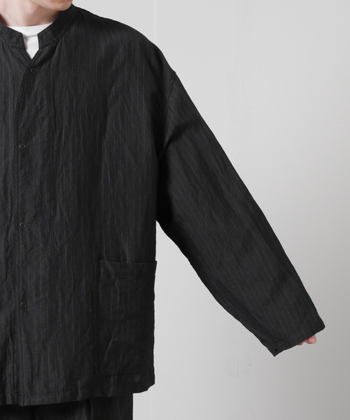 JOURNAL STANDARD J.S HOMESTEAD(ジャーナルスタンダードホームステッド)の「【j.s.homestead】WOOL LINEN WEATHER パジャマジャケット(ブルゾン・メンズ・チャコールグレー/ライトグレー/ネイビー・MEDIUM/LARGE)」の10枚目の写真