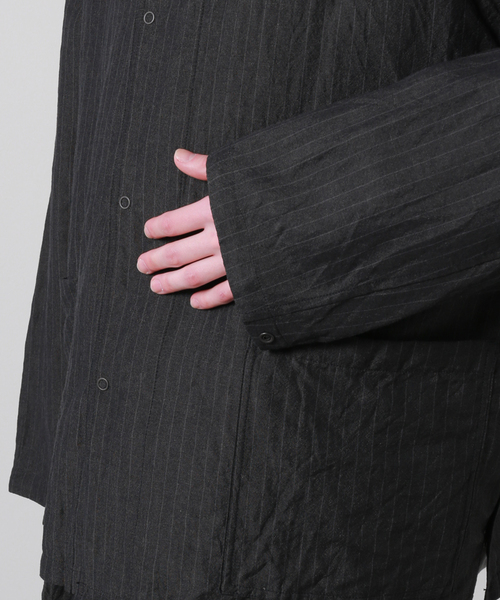 JOURNAL STANDARD J.S HOMESTEAD(ジャーナルスタンダードホームステッド)の「【j.s.homestead】WOOL LINEN WEATHER パジャマジャケット(ブルゾン・メンズ・チャコールグレー/ライトグレー/ネイビー・MEDIUM/LARGE)」の11枚目の写真