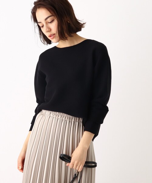 OPAQUE.CLIP（オペークドットクリップ）の「◆ボートネックニット【エクストラファインオーガニックコットン】（ニット/セーター・レディース・グリーン系その他5/ライトイエロー系8/ブルー系7/ダークグリーン/ホワイト系/ホワイト系その他3/ブラック系7/ブルー・34/36/38/42/40）」の4枚目の写真