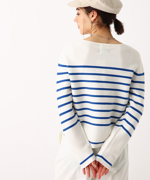 OPAQUE.CLIP（オペークドットクリップ）の「◆ボートネックニット【エクストラファインオーガニックコットン】（ニット/セーター・レディース・グリーン系その他5/ライトイエロー系8/ブルー系7/ダークグリーン/ホワイト系/ホワイト系その他3/ブラック系7/ブルー・34/36/38/42/40）」の7枚目の写真