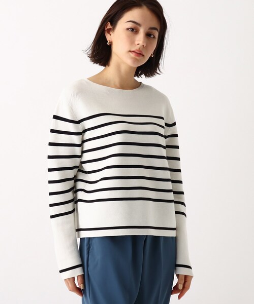 OPAQUE.CLIP（オペークドットクリップ）の「◆ボートネックニット【エクストラファインオーガニックコットン】（ニット/セーター・レディース・グリーン系その他5/ライトイエロー系8/ブルー系7/ダークグリーン/ホワイト系/ホワイト系その他3/ブラック系7/ブルー・34/36/38/42/40）」の9枚目の写真